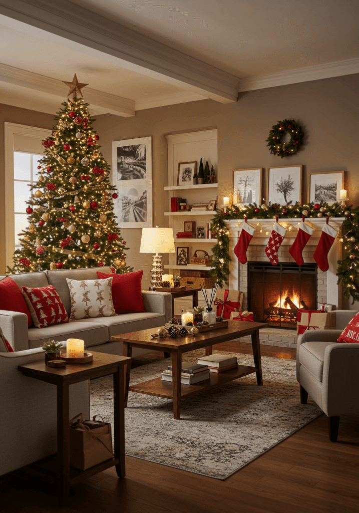 Christmas-Themed Cosy Living Room