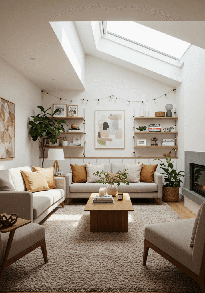 Modern Living Room with a Skylight