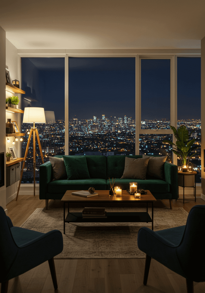 Night-Time City Apartment Living Room
