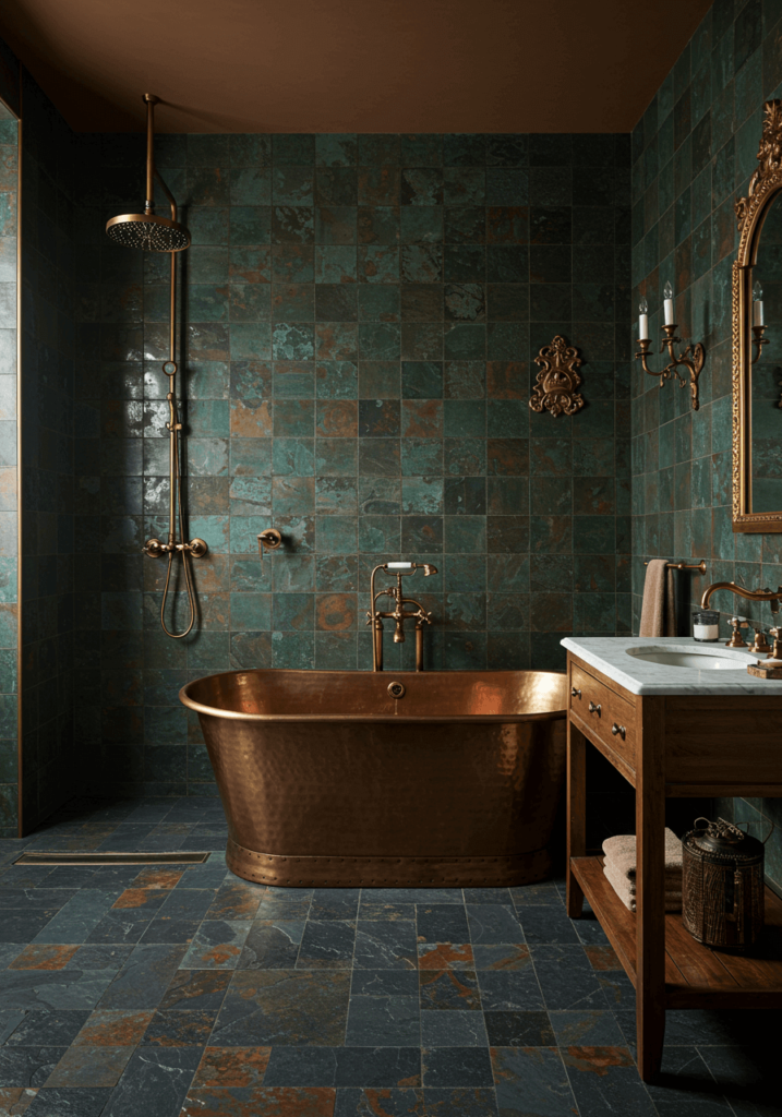 Aged Copper & Antique Brass Bathroom