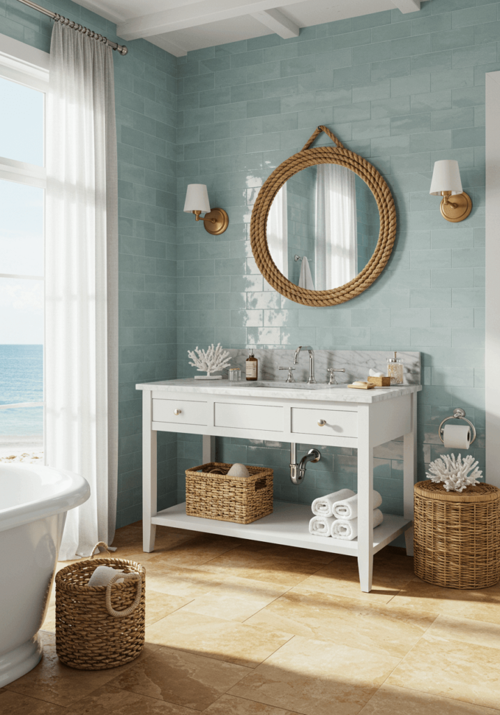 Beach House Blue Tiles & Sandstone