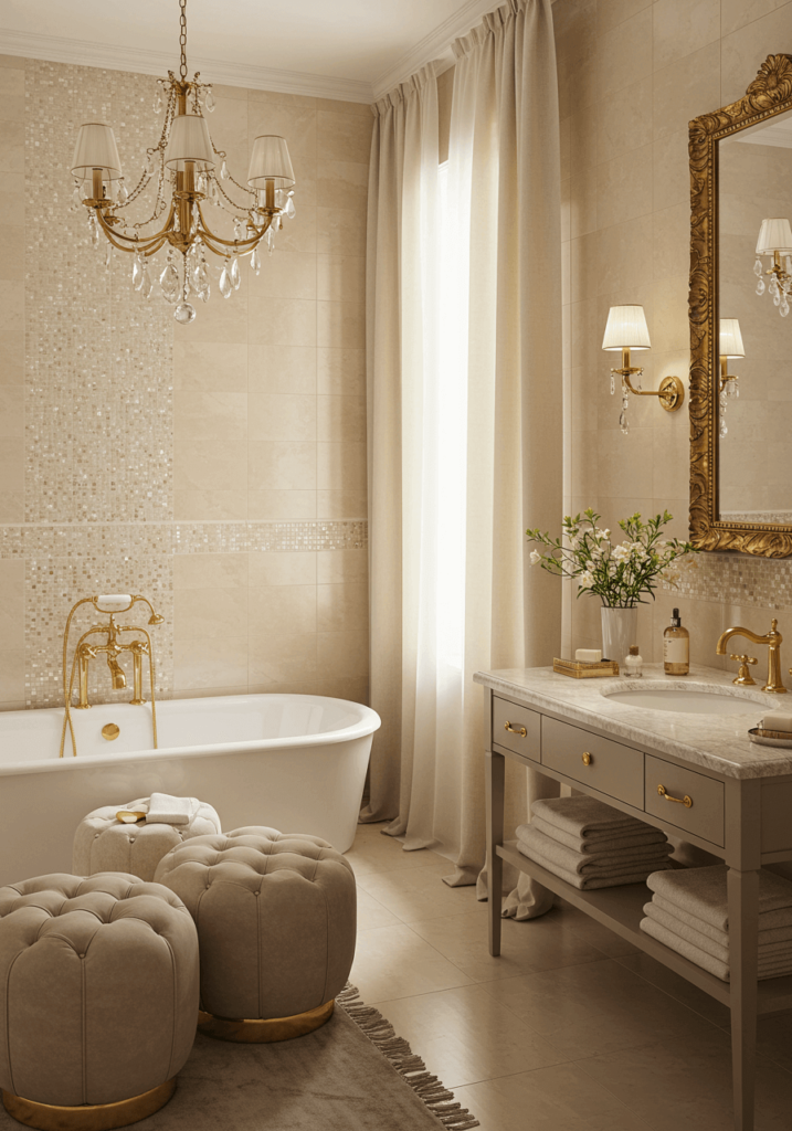 Beige & Champagne Mosaic Bathroom
