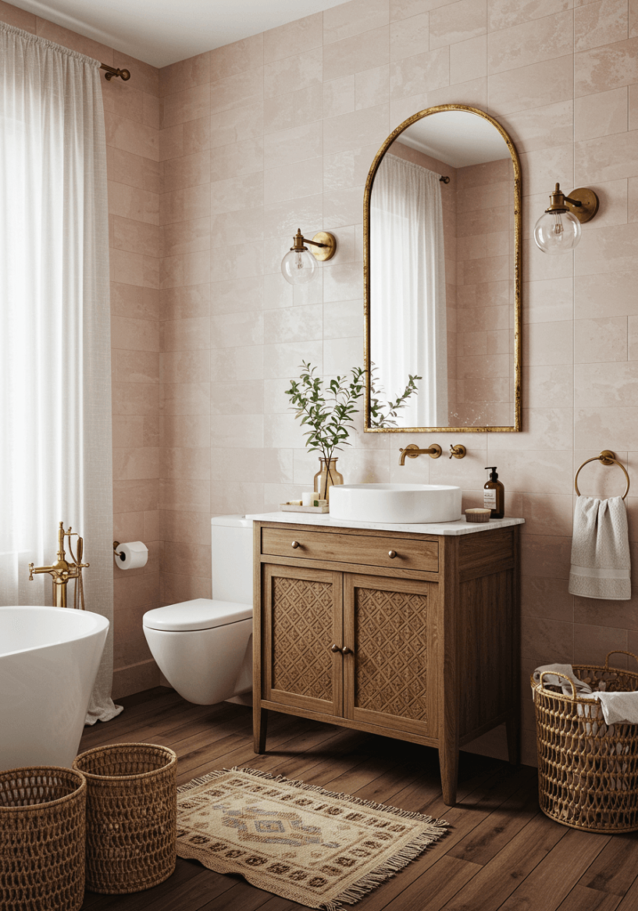 Blush Pink Handmade Tiles & Rich Browns