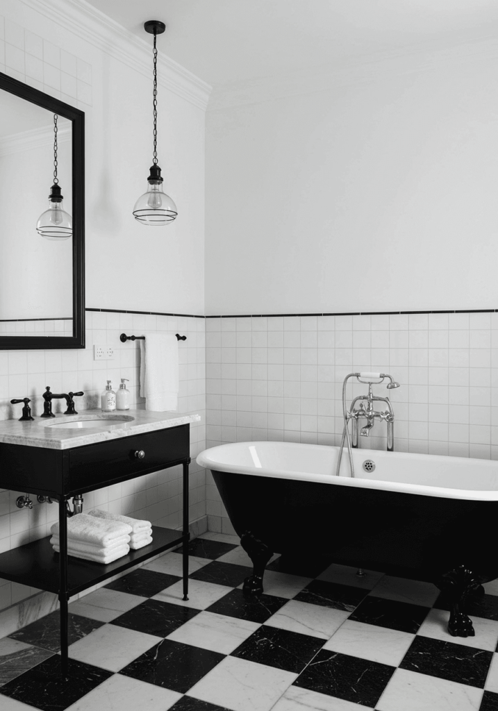 Bold Black & White Checkered Bathroom