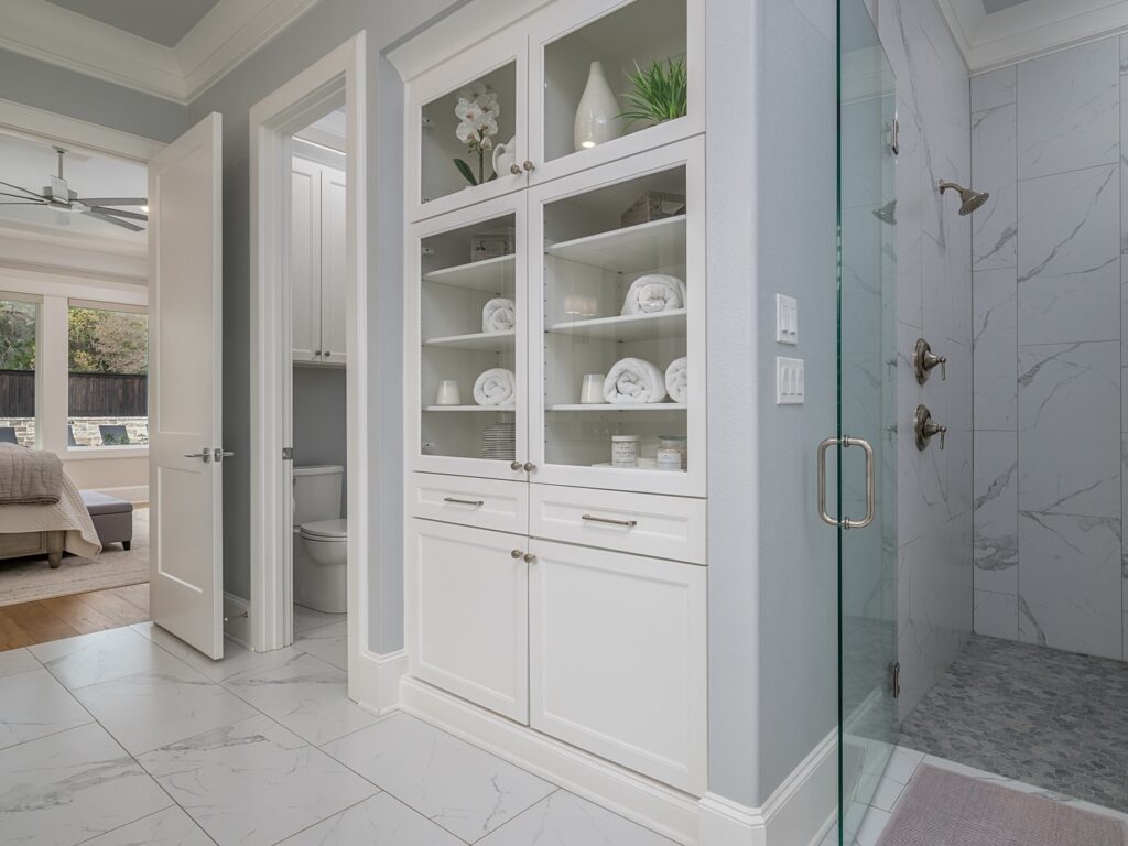 Bright & Elegant Bathroom Storage

