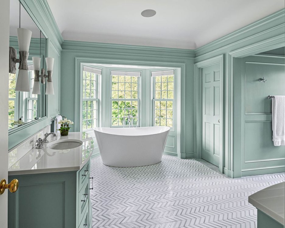 Classic Elegance in a Seafoam Green Bathroom
