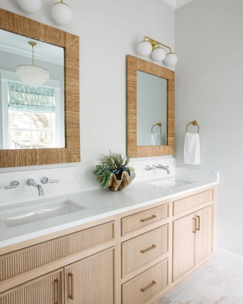 Coastal-Inspired Double Vanity with Textured Details