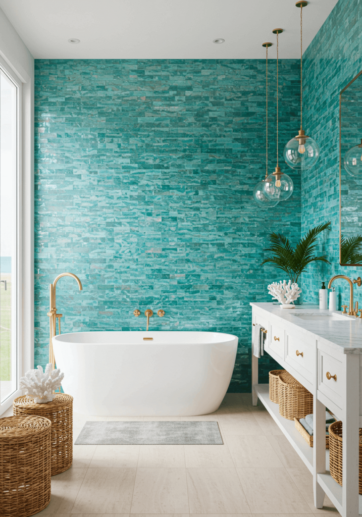 Coastal Lagoon Mosaic Tile Bathroom