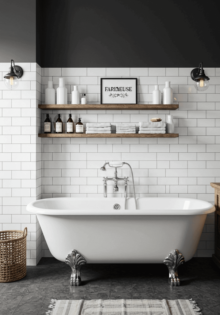  Dramatic Bathroom with Charcoal Tiles and Candlelight