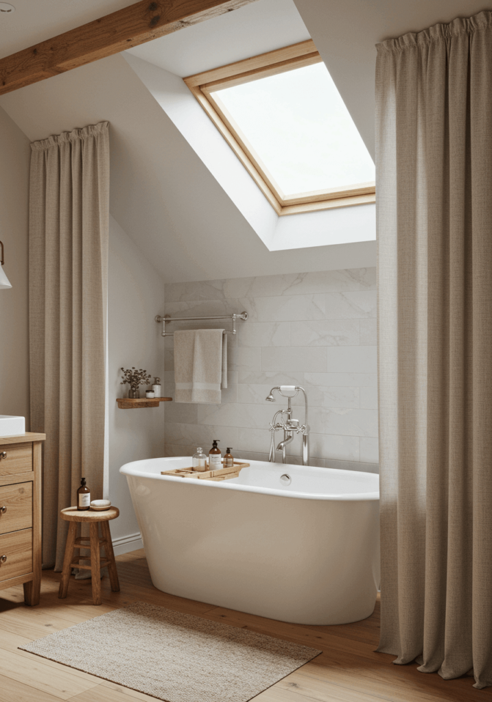  Dreamy Bathroom with a Skylight and Ambient Lighting