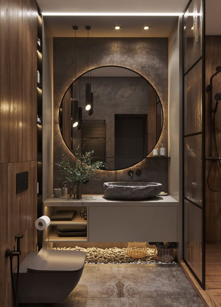 Earthy Elegance Spa-Inspired Bathroom Sanctuary

