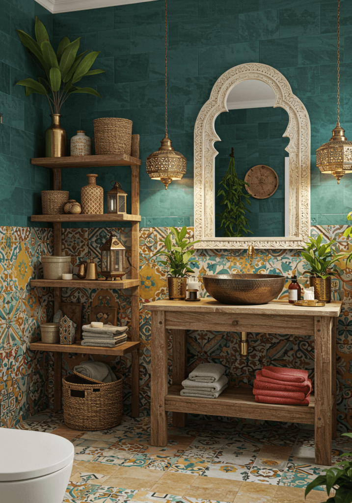 Eclectic Moroccan Tile Bathroom