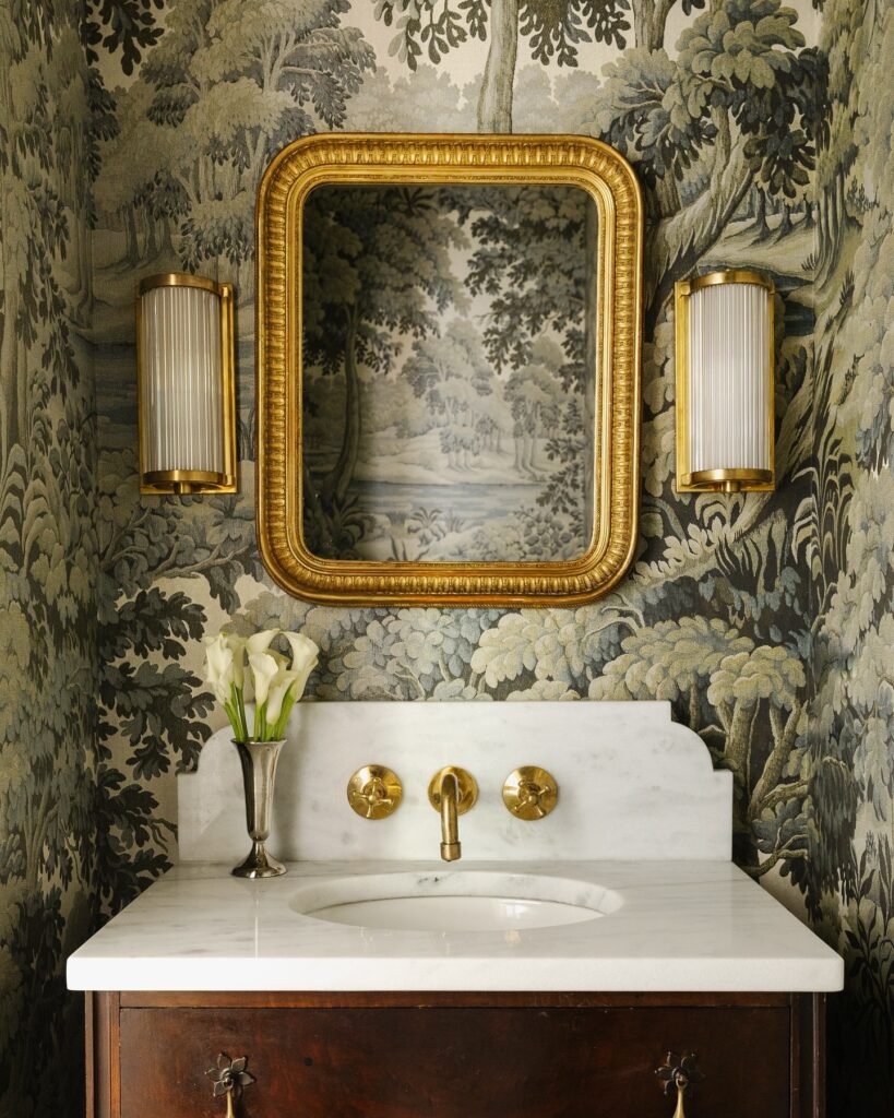 Elegant Vintage Powder Room with Timeless Charm

