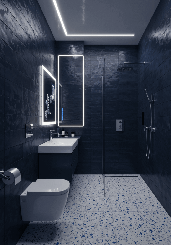Futuristic Blue Tiles & LED Lighting