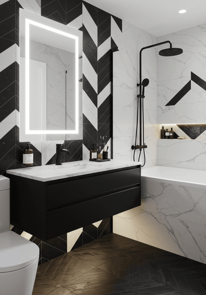 Geometric Black & White Tile Design