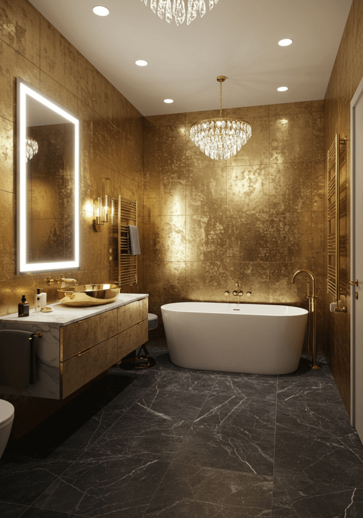 Glamorous Gold & Dark Gray Bathroom