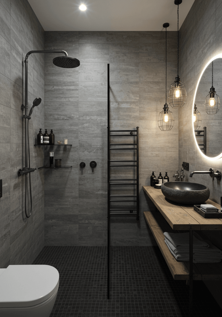Industrial Gray Concrete Bathroom