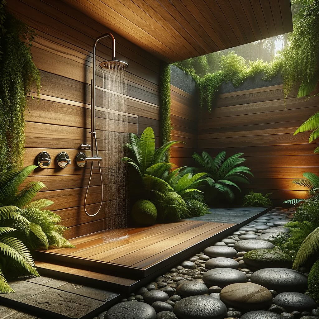 Luxurious Outdoor Shower Oasis A Serene Escape in Nature