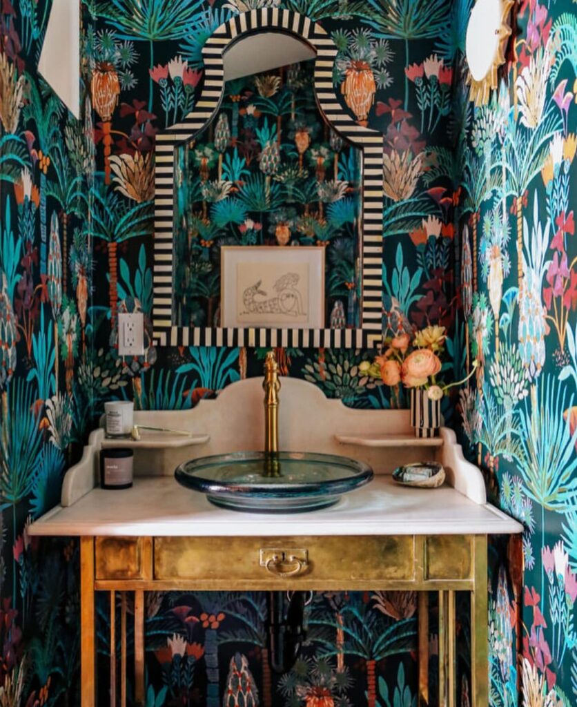 Maximalist Jungle Glam Powder Room