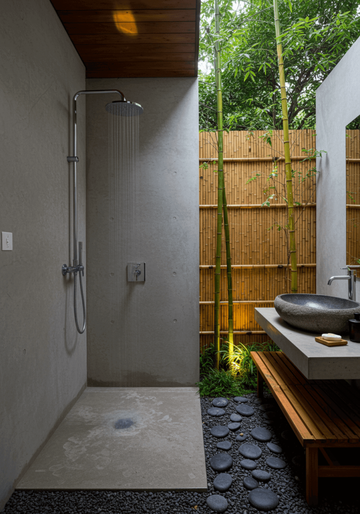 Minimalist Concrete Outdoor Shower Retreat
