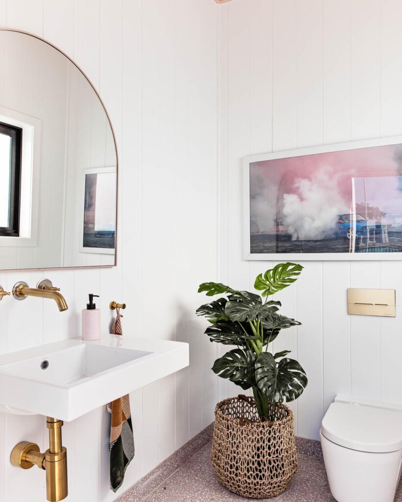 Minimalist Modern Bathroom with Warm Accents
