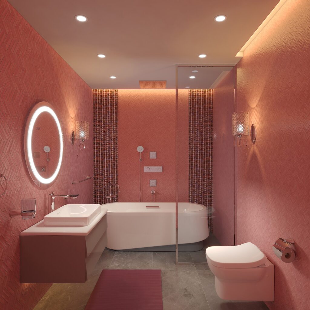 Modern Elegance in a Warm-Toned Bathroom
