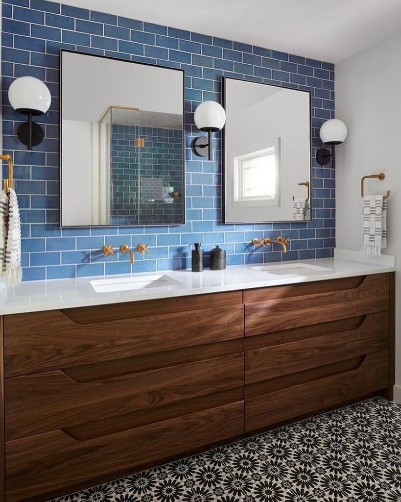 Modern Elegance with a Bold Blue Backdrop
