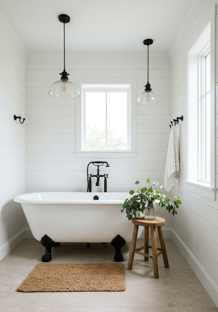 Modern Farmhouse Bathroom with a Clawfoot Tub