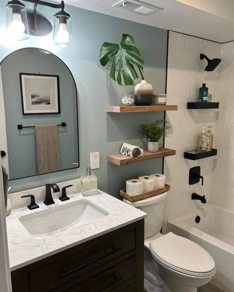 Modern Rustic Bathroom with a Cozy Touch

