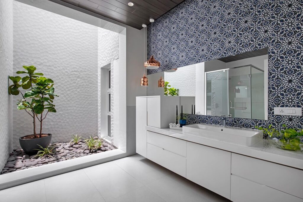 Modern Spa-Like Bathroom with Indoor Garden
