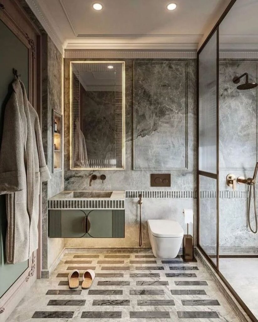 Opulent Marble Bathroom with Classic Accents

