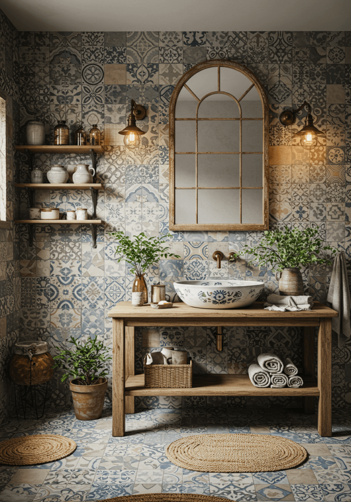 Patchwork Vintage Tile Bathroom