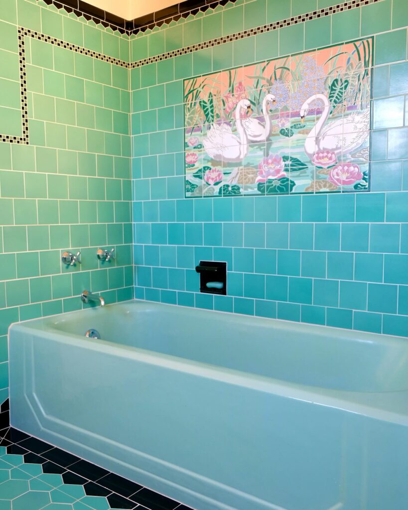 Retro-Inspired Aqua Bliss Bathroom







