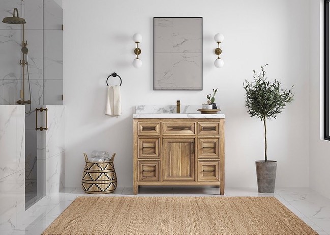 Rustic Elegance with Natural Wood Vanity