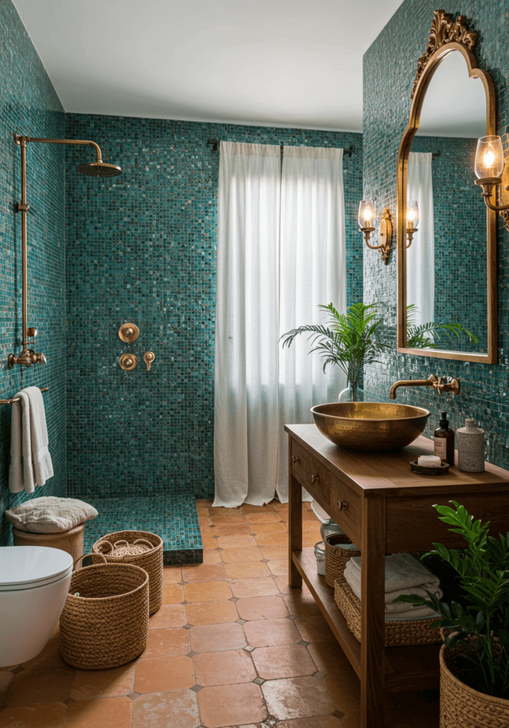 Sapphire & Emerald Mosaic Luxury Bathroom