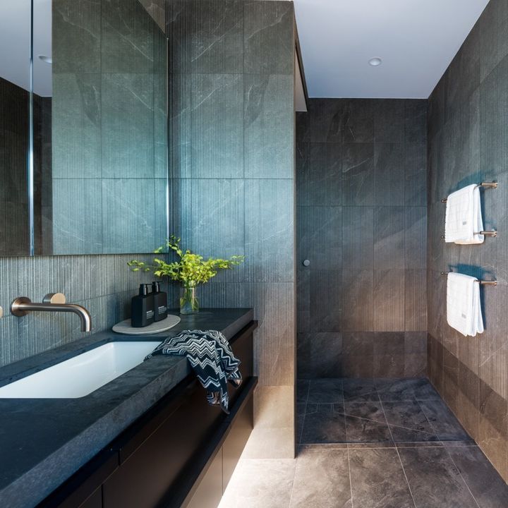 Sophisticated Dark-Toned Bathroom

