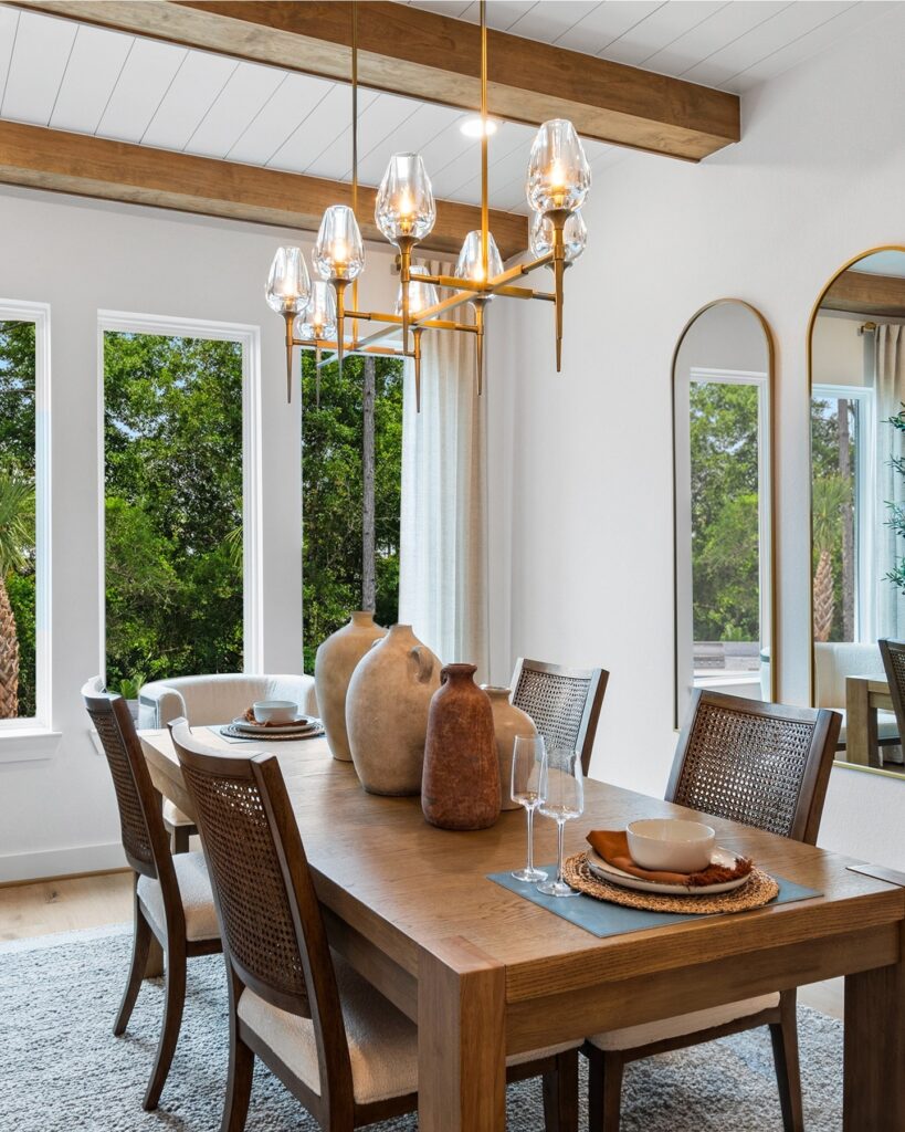 Bright and Airy Dining Room with Natural Accents

