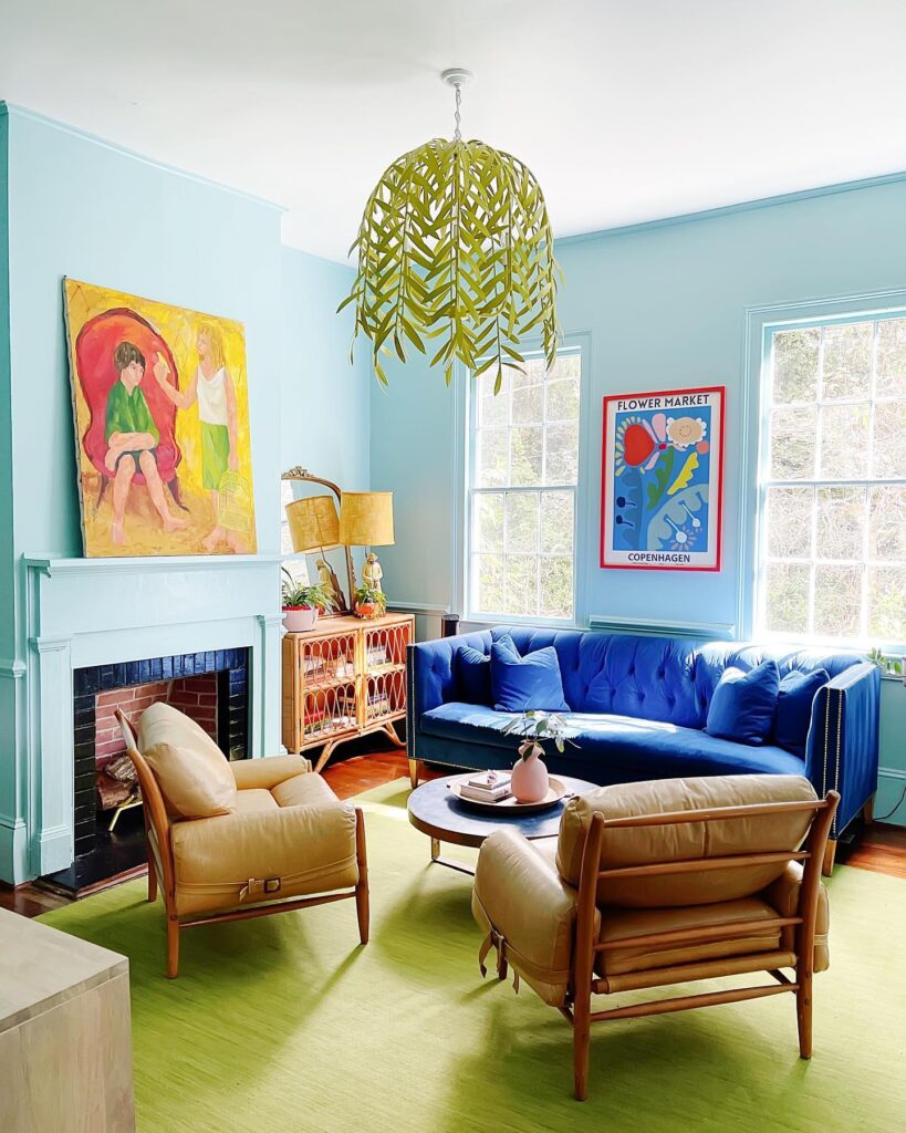 Bright and Eclectic Living Room with Bold Colors

