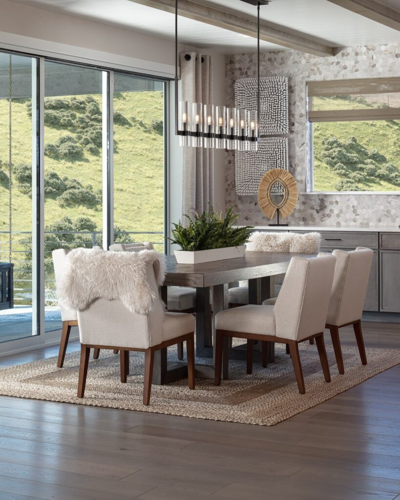 Bright and Modern Dining Area with Scenic Views

