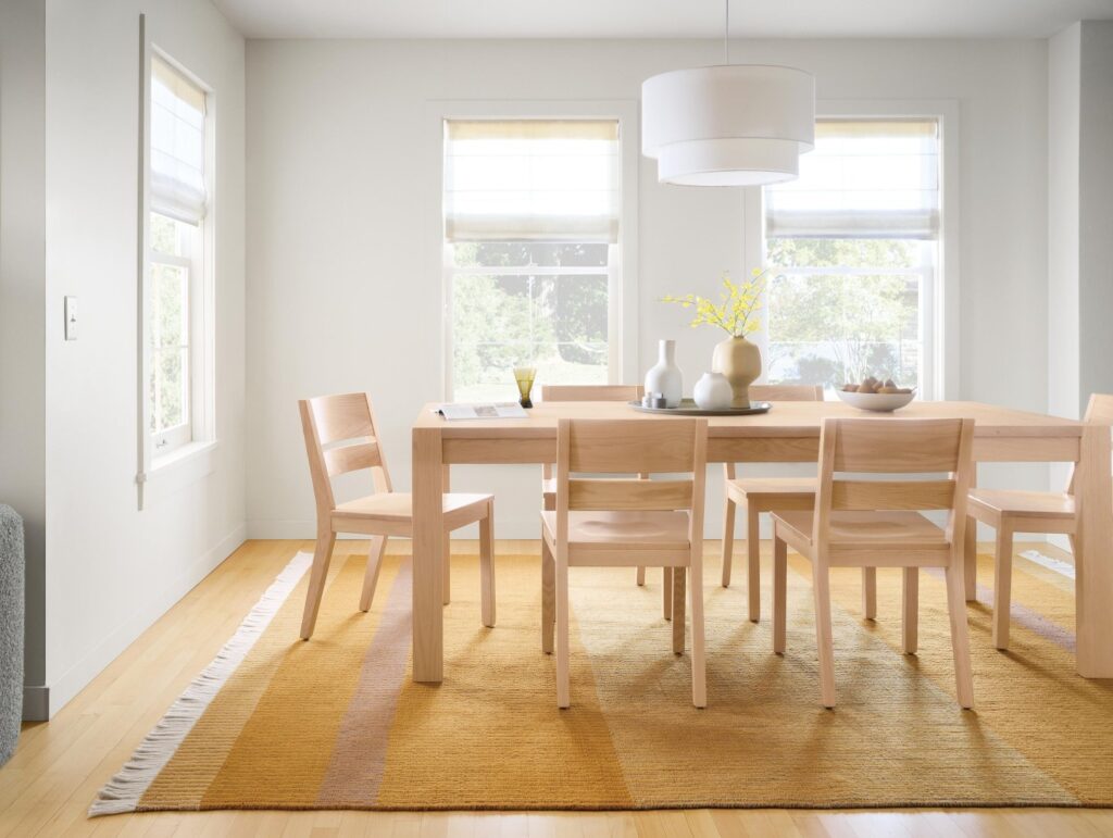 Bright and Natural Wood Dining Space
