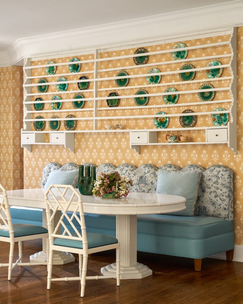 Cheerful Breakfast Nook with Plate Display
