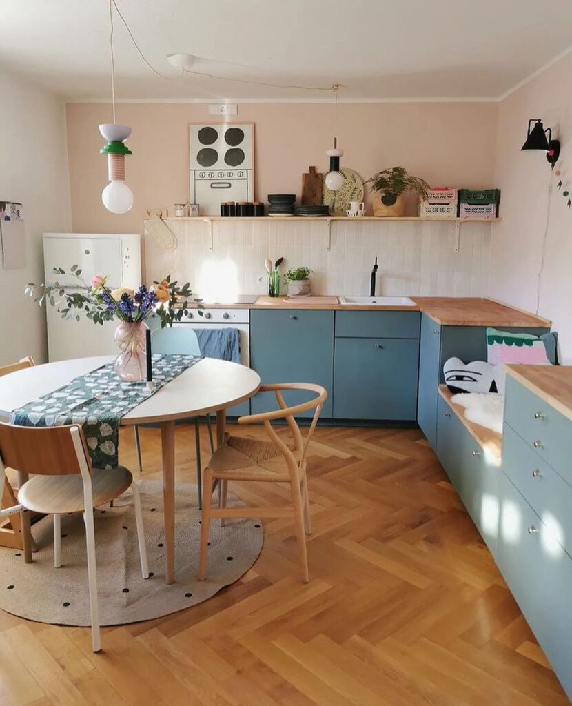 Cheerful and Eclectic Kitchen and Dining Nook

