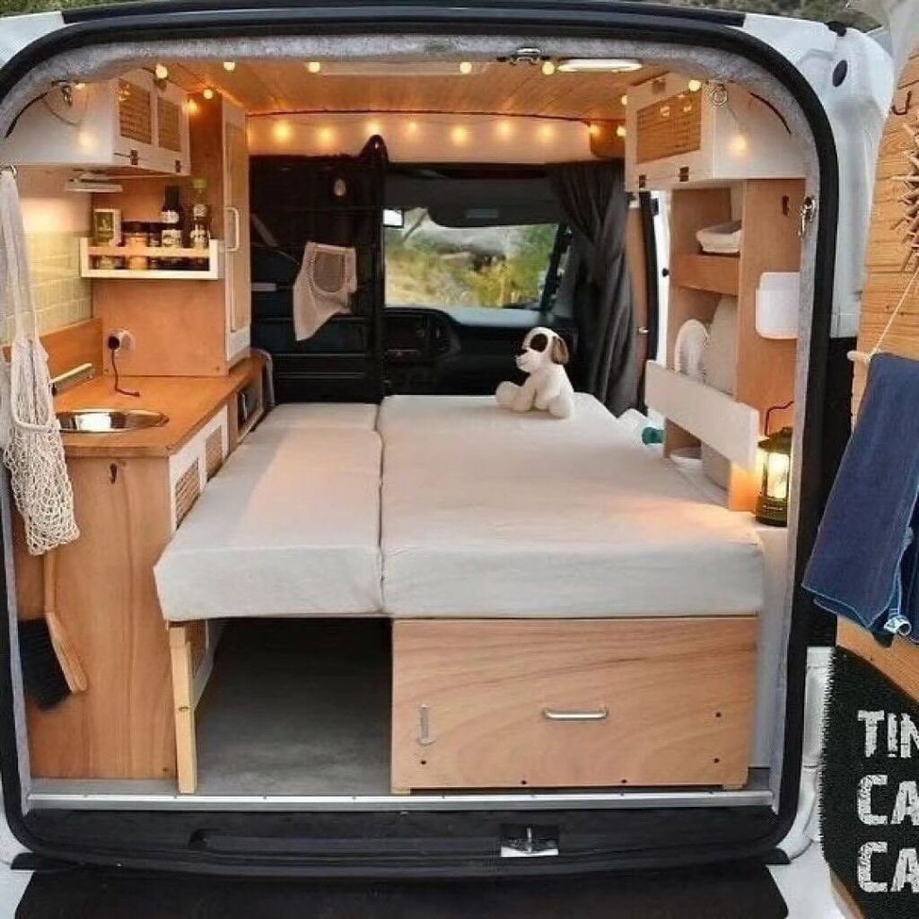 Cleverly Designed Small Camper Van Interior

