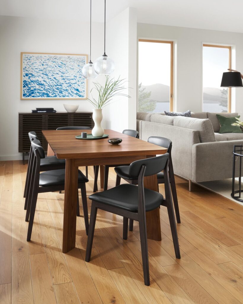 Contemporary Dining Area with Warm Wood Tones
