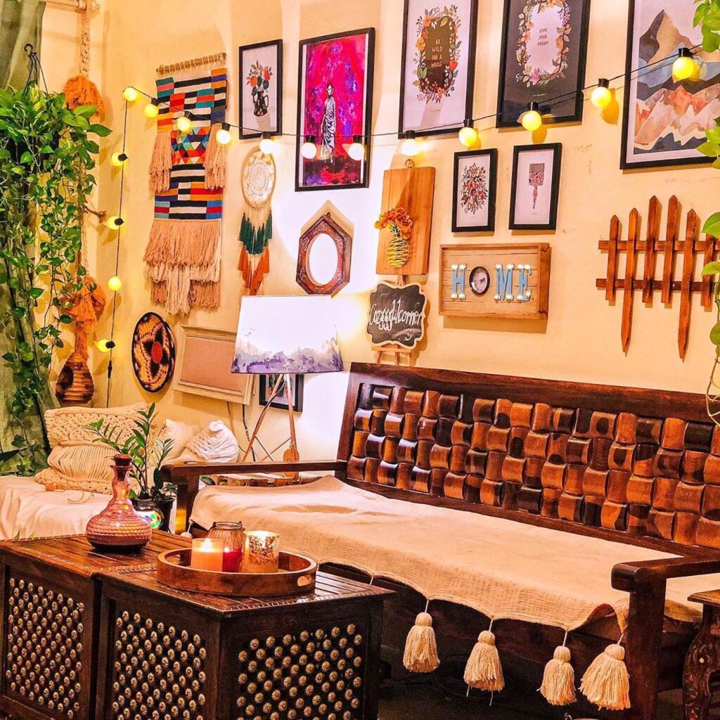 Cozy Bohemian Nook with Gallery Wall

