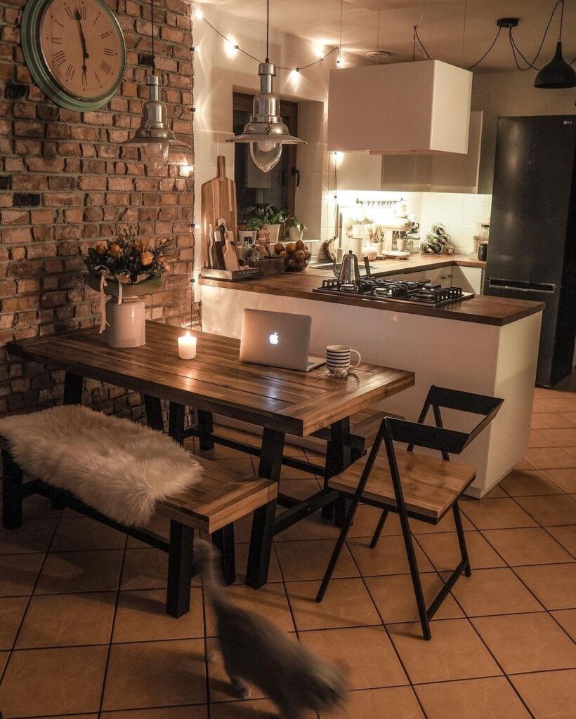 Cozy Industrial Kitchen and Dining Space

