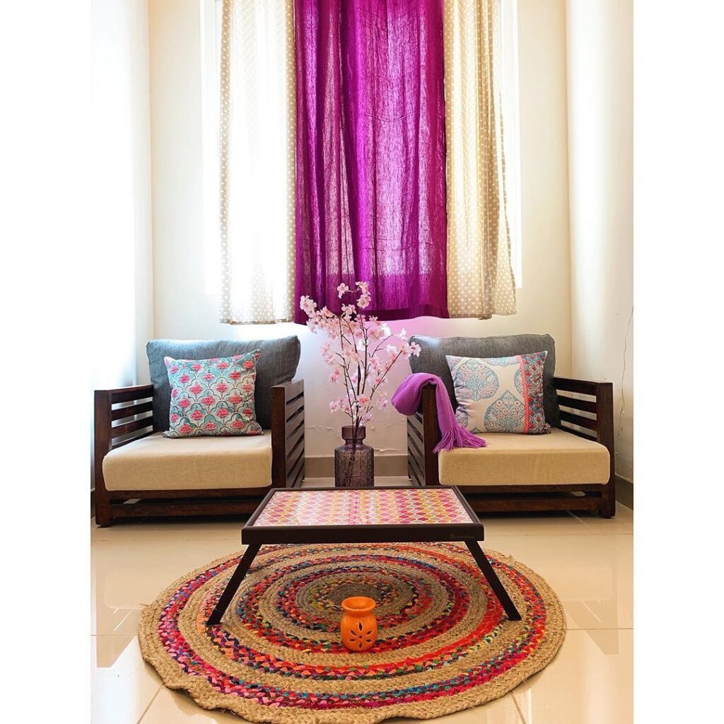 Cozy Seating Nook with Colorful Accents


