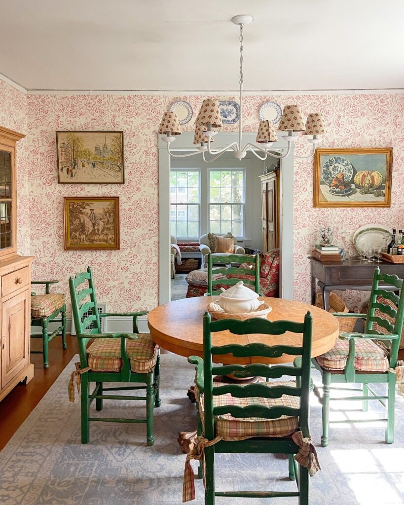 Cozy and Country-Style Dining Room with Whimsical Touches


