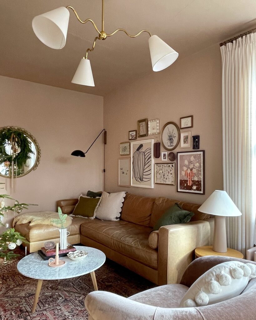 Cozy and Eclectic Living Room with Gallery Wall

