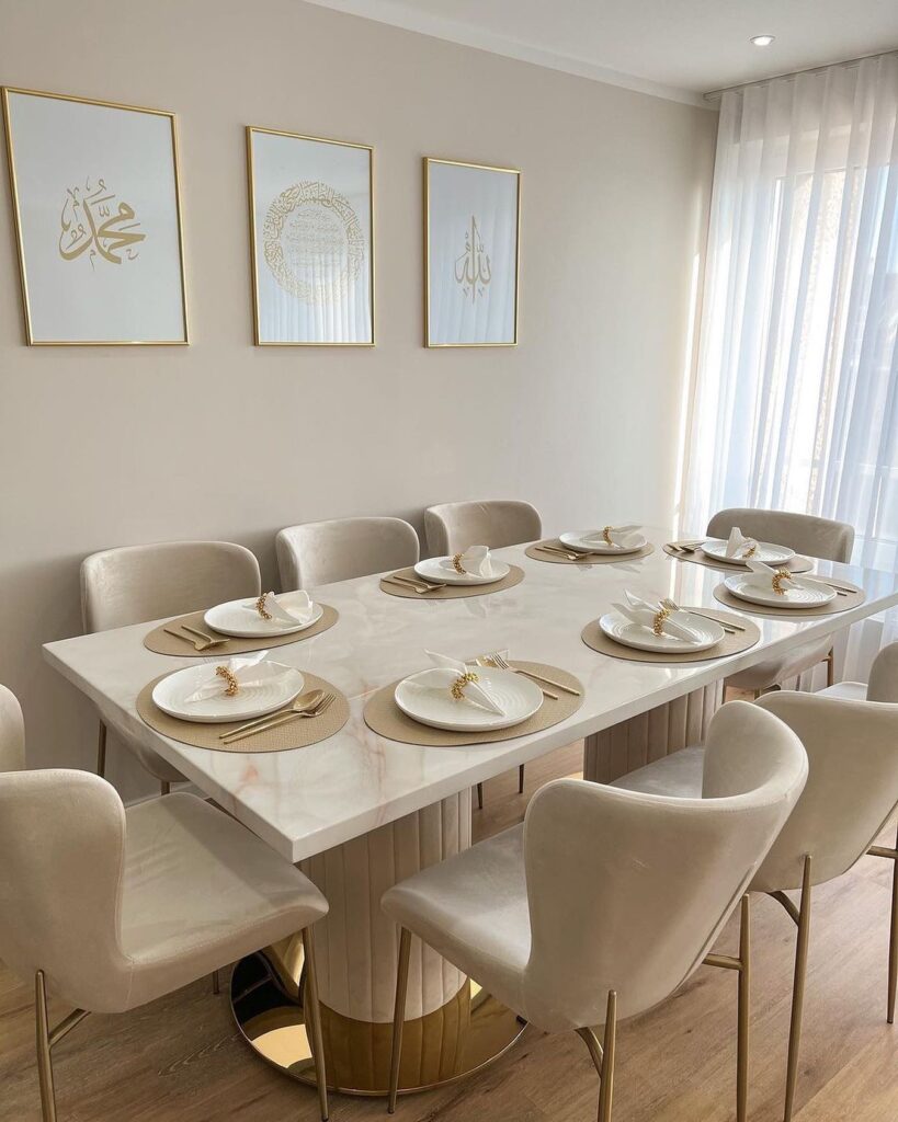Elegant Dining Setup with Islamic Art

